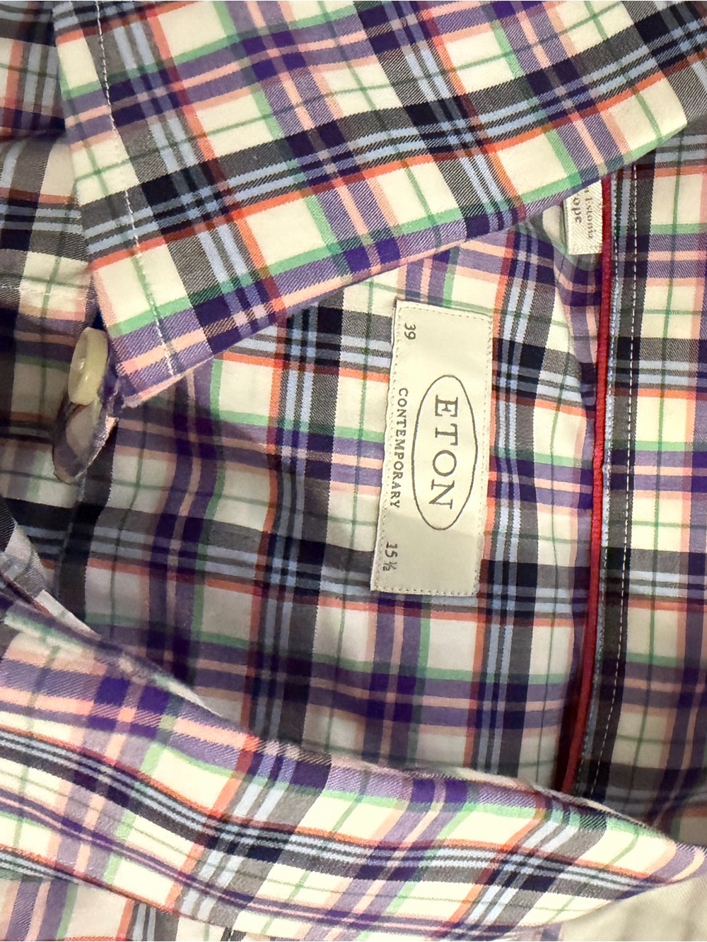 Eton Men’s Plaid Button-Down Shirt - Purple, White & Green